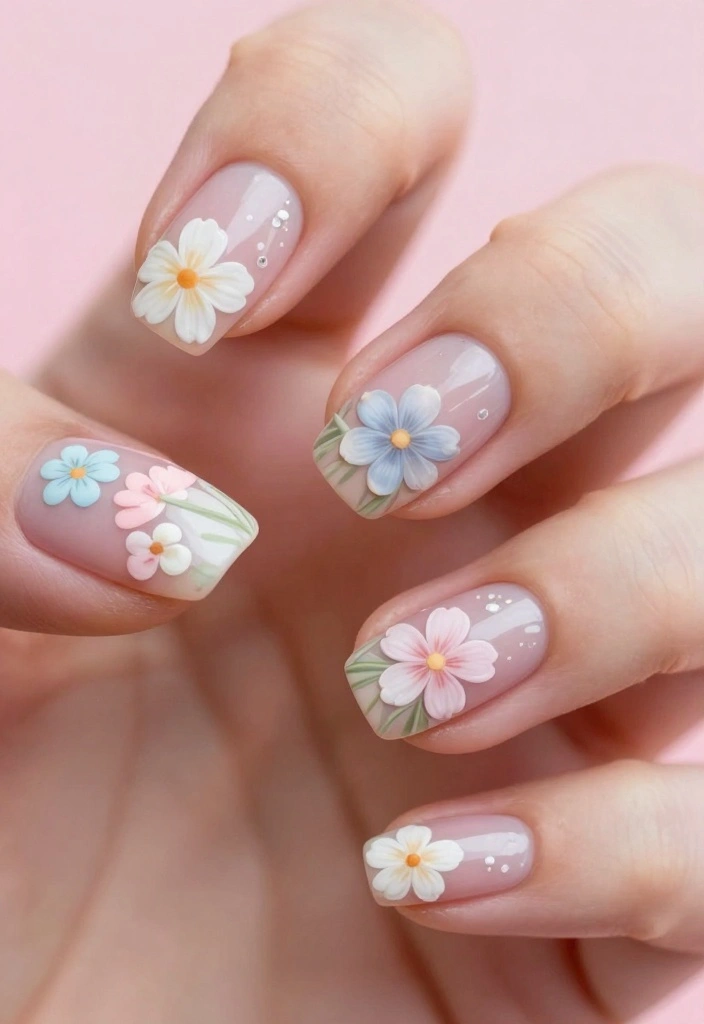 20 Creative Nail Designs You Can Do at Home (Even If You're a Beginner!) - 4. Floral Fantasy 1