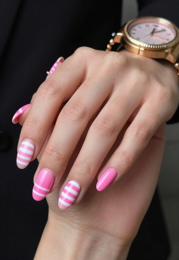 20 Easy Romantic Nail Designs for Beginners That Will Wow Your Friends (Try #6!) - 10. Sweet Stripes 1