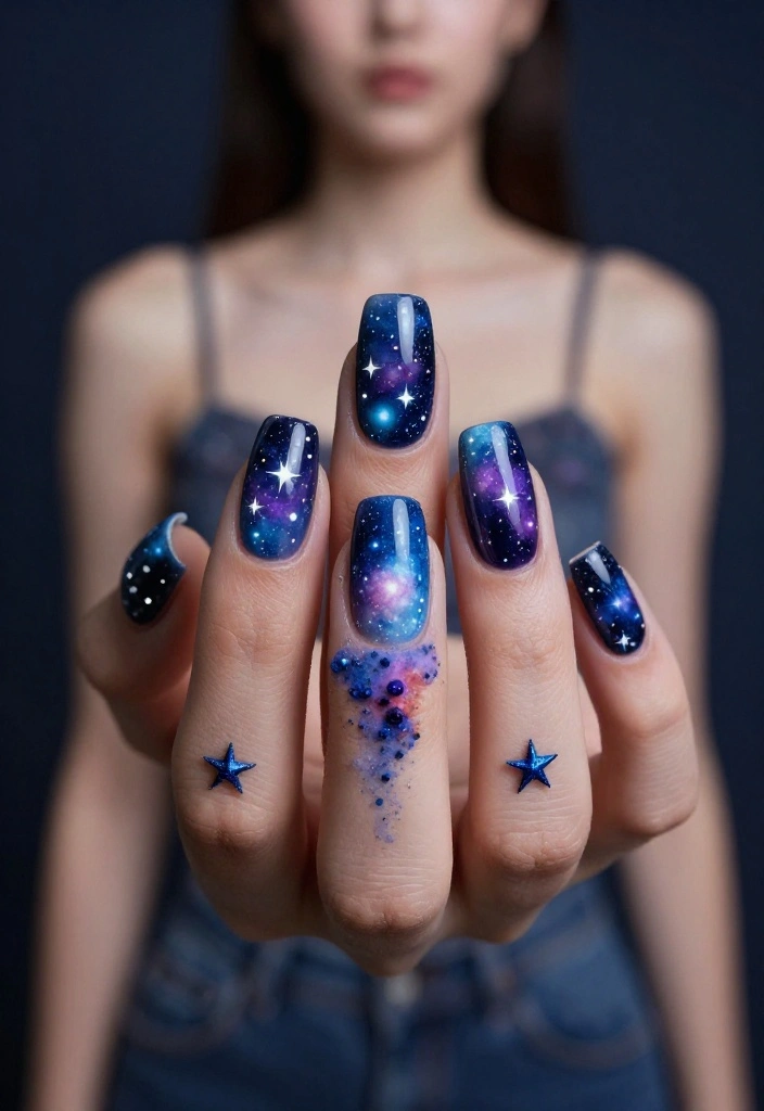 20 Easy Romantic Nail Designs for Beginners That Will Wow Your Friends (Try #6!) - 14. Starry Nights 1