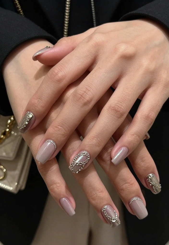 20 Easy Romantic Nail Designs for Beginners That Will Wow Your Friends (Try #6!) - 16. Delicate Chains 1