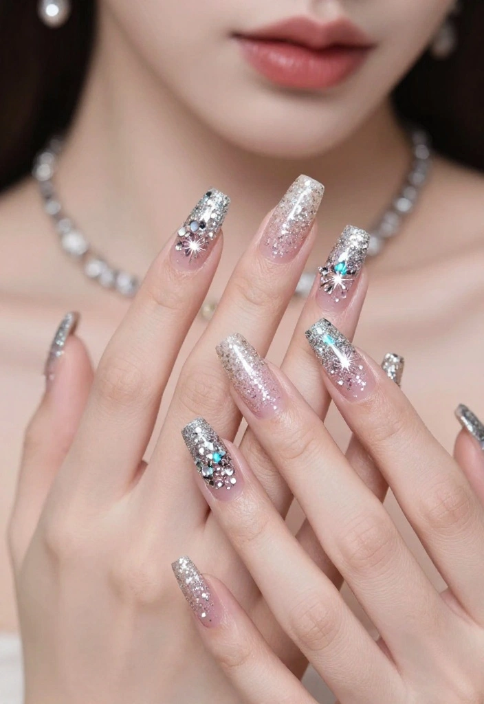 20 Easy Romantic Nail Designs for Beginners That Will Wow Your Friends (Try #6!) - 6. Sparkling Love 1