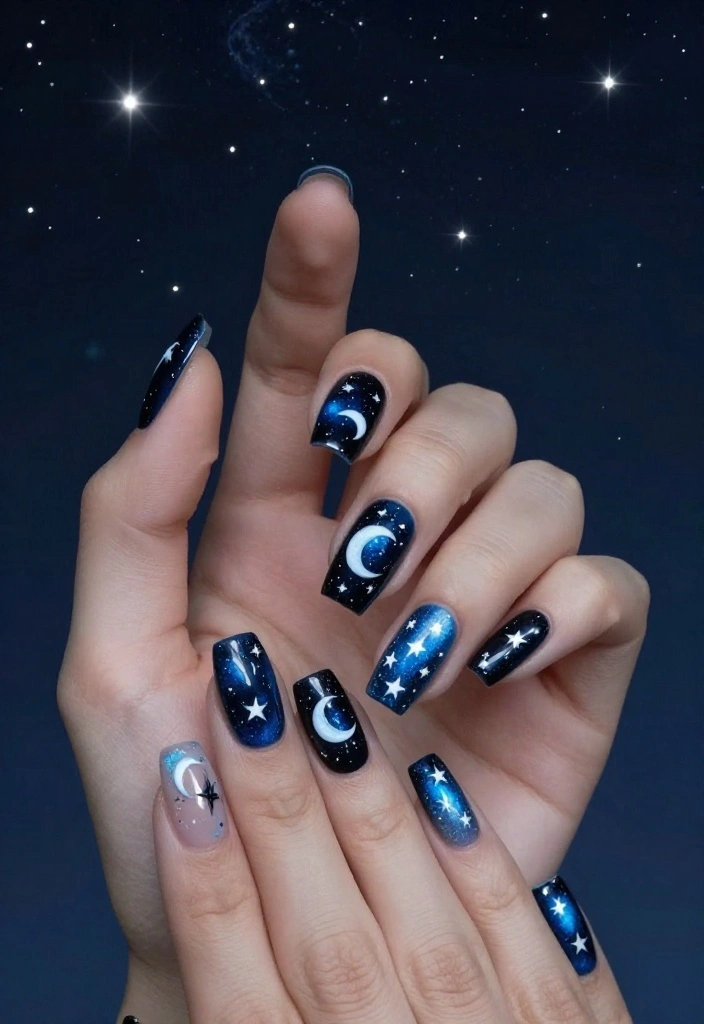 20 Easy Romantic Nail Designs for Beginners That Will Wow Your Friends (Try #6!) - 9. Moonlit Nights 1