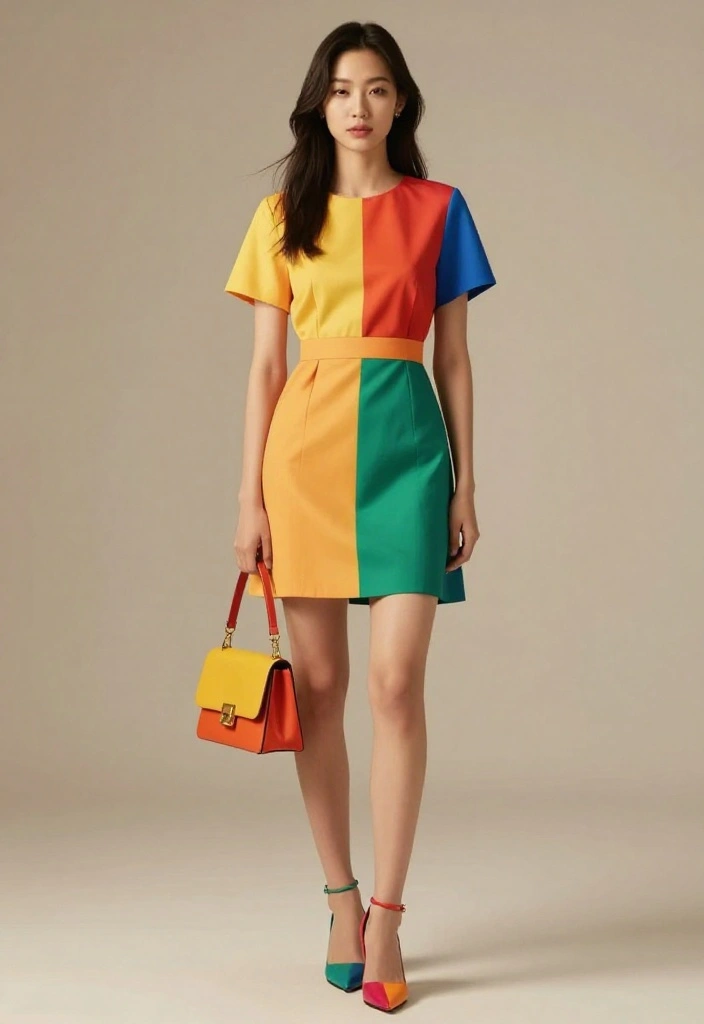 20 Elegant Date Night Dresses for Valentine’s Day That Will Turn Heads! - 10. The Vibrant Color Block Dress 1