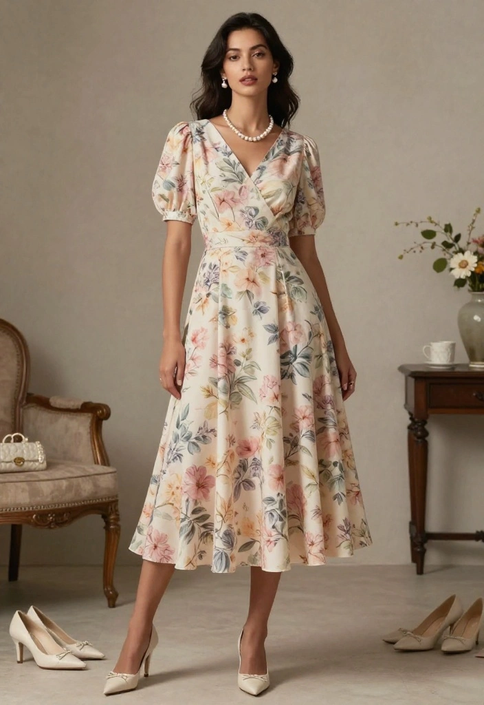 20 Elegant Date Night Dresses for Valentine’s Day That Will Turn Heads! - 9. The Graceful Tea-Length Dress 1