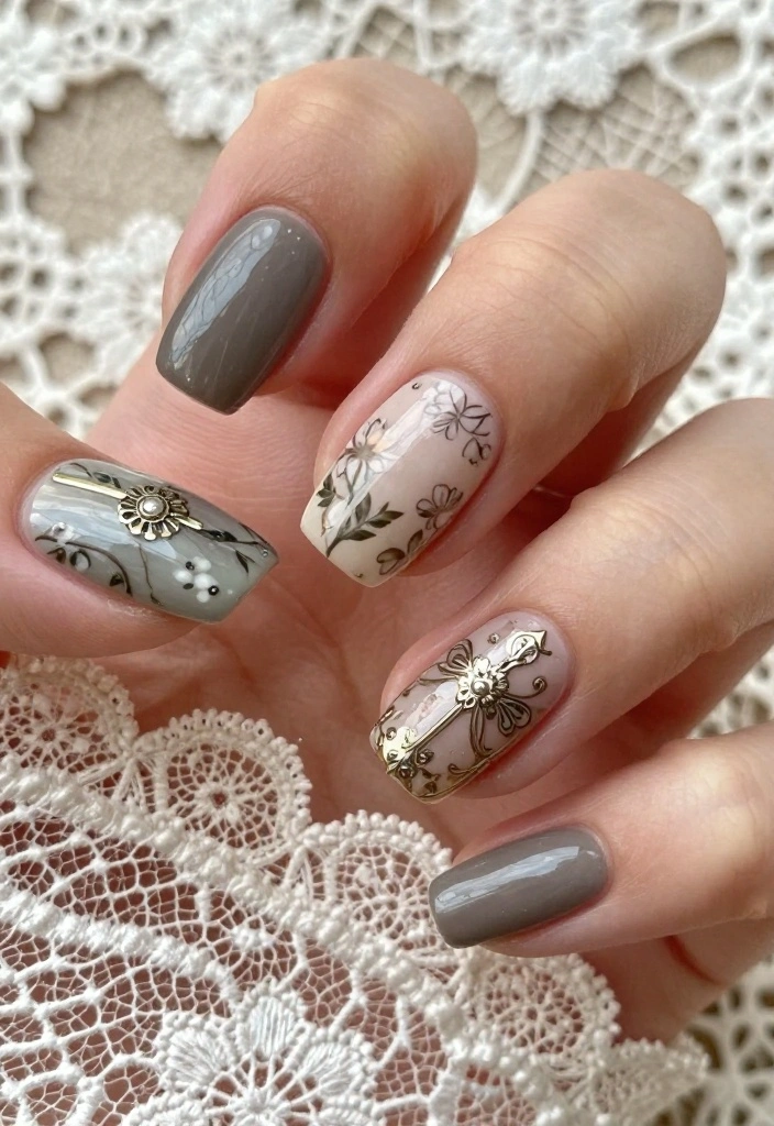 20 Trendy Medium Length Nail Looks to Rock in 2023 (You Won't Believe #6!) - 13. Vintage Glam 1