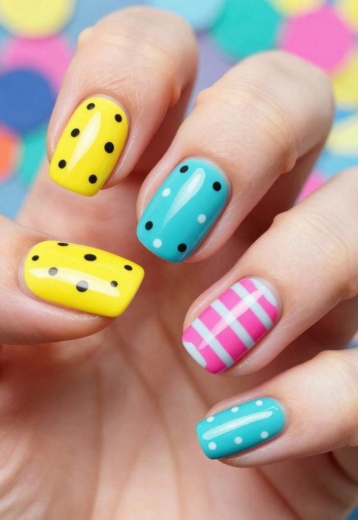 20 Trendy Medium Length Nail Looks to Rock in 2023 (You Won't Believe #6!) - 14. Bright and Bold Patterns 1