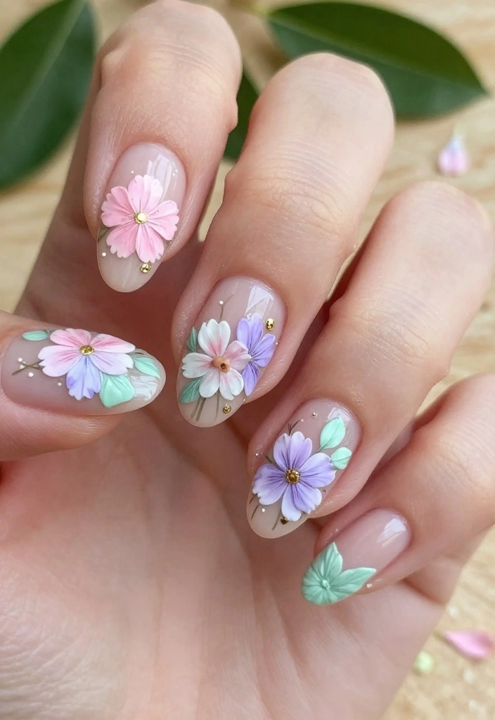 20 Trendy Medium Length Nail Looks to Rock in 2023 (You Won't Believe #6!) - 3. Floral Fantasy 1