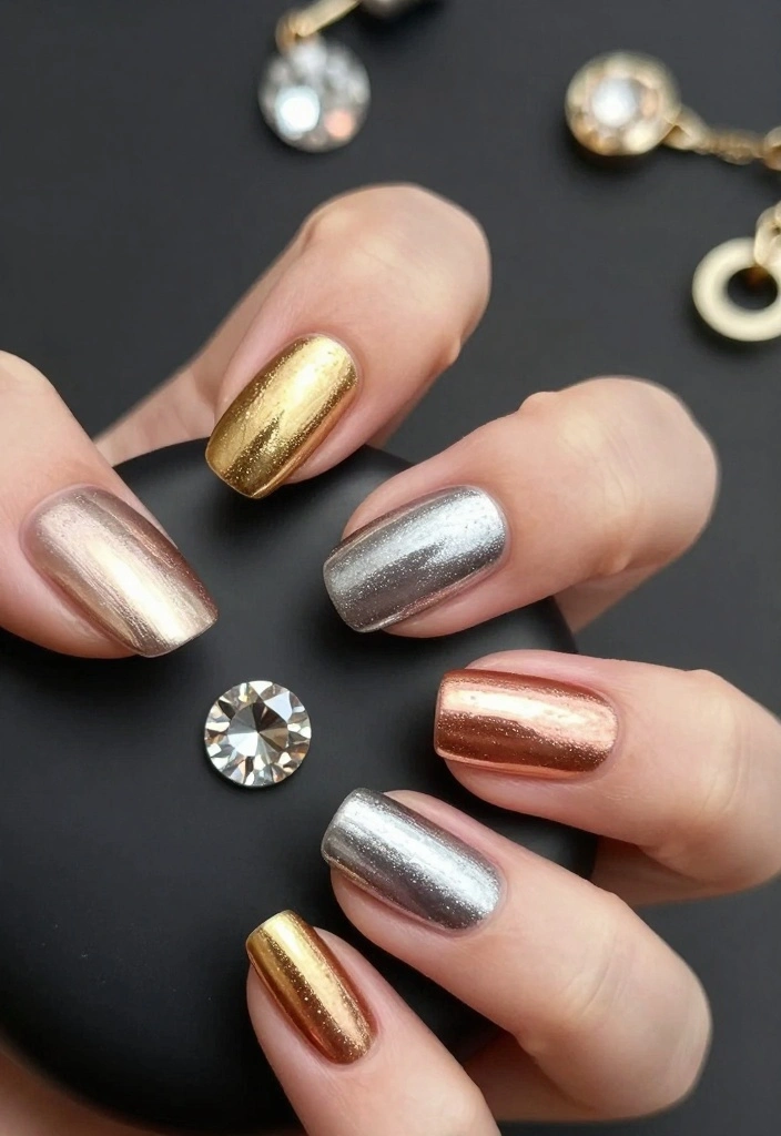 20 Trendy Medium Length Nail Looks to Rock in 2023 (You Won't Believe #6!) - 4. Metallic Shine 1