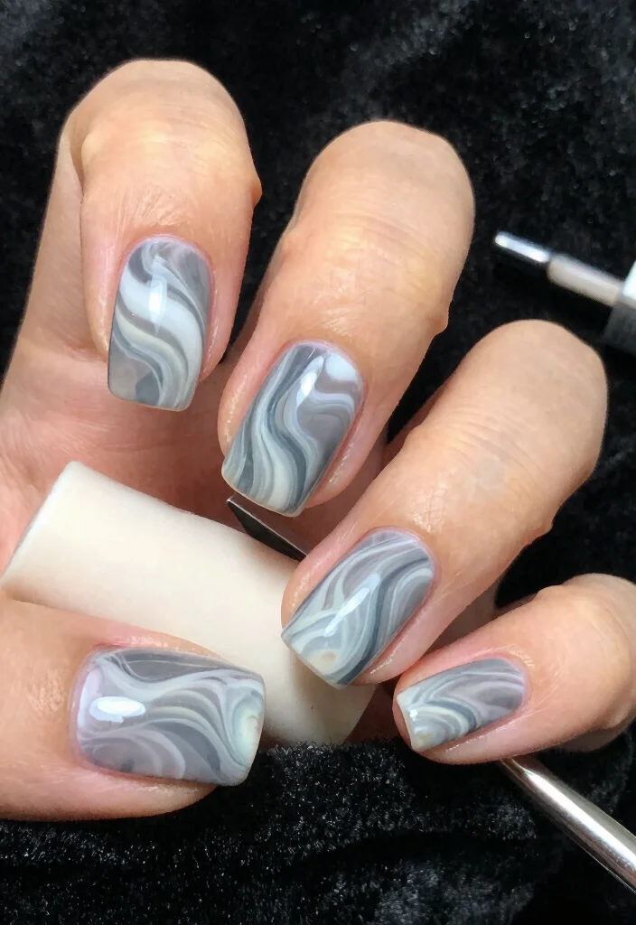 20 Trendy Medium Length Nail Looks to Rock in 2023 (You Won't Believe #6!) - 8. Marbled Elegance 1
