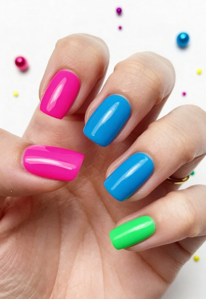 20 Trendy Medium Length Nail Looks to Rock in 2023 (You Won't Believe #6!) - 9. Neon Brights 1