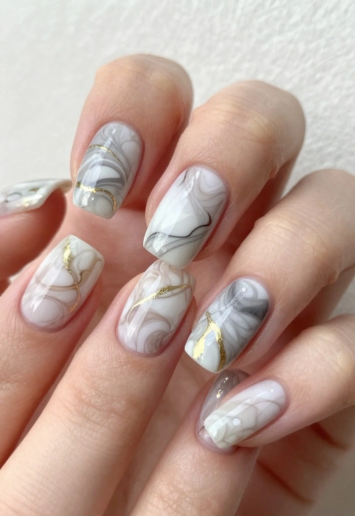 21 Incredible Nye Nails That Will Inspire Your New Year’s Celebrations! - 11. Marbled Elegance 1