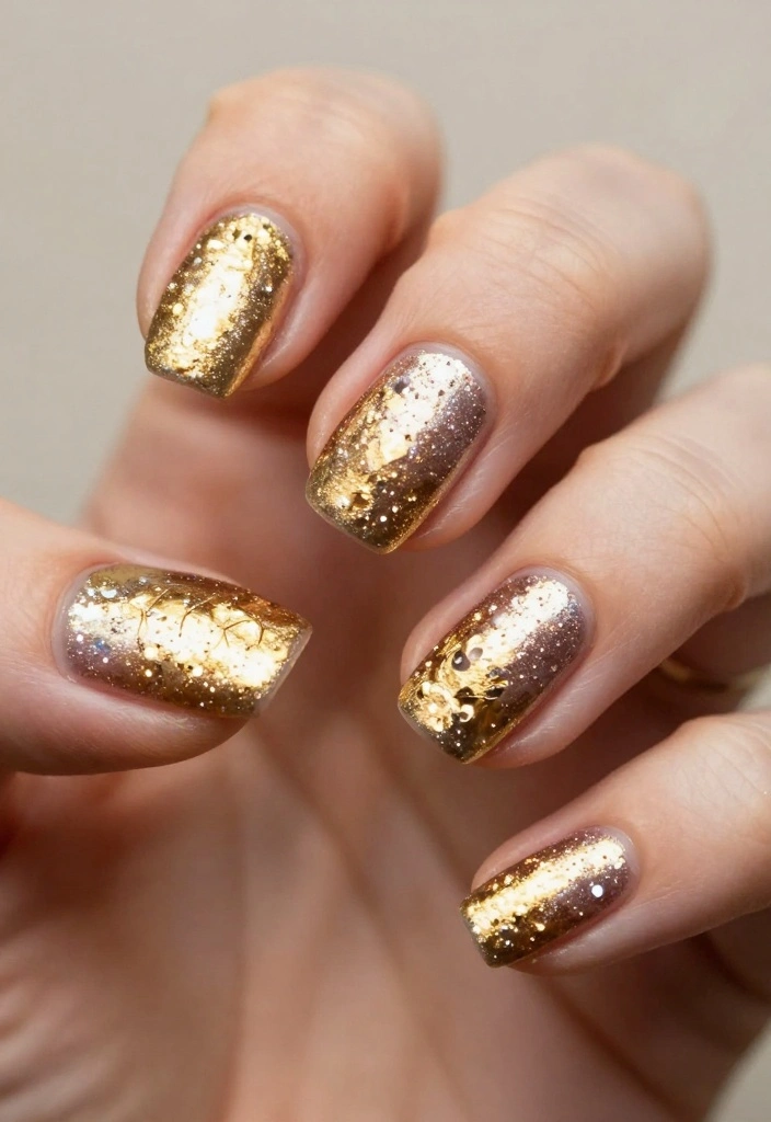 21 Incredible Nye Nails That Will Inspire Your New Year’s Celebrations! - 15. Cheers to Gold Foil 1