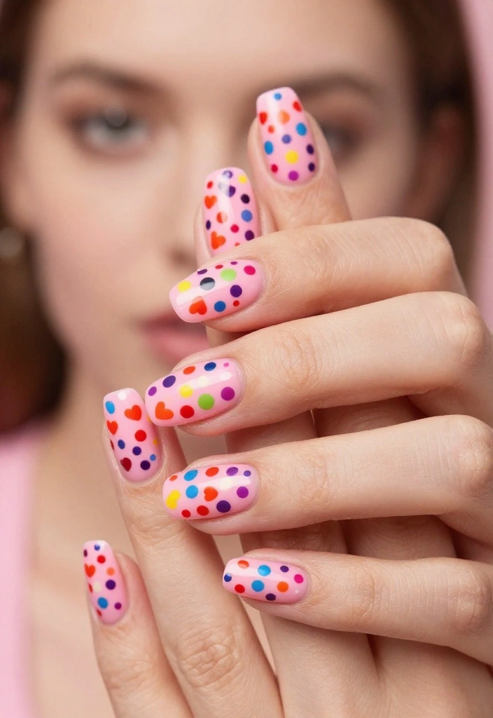 24 Trendy Pink Nail Art Ideas for Valentine’s Day That Will Make Everyone Envy You! - 10. Dotted Love 1