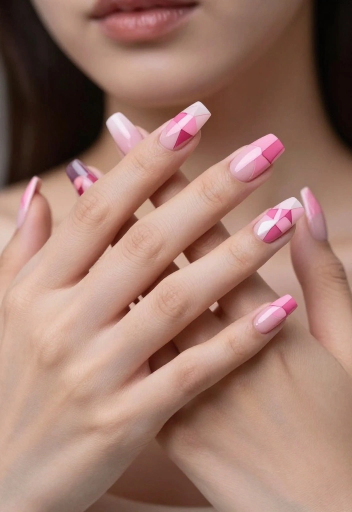 24 Trendy Pink Nail Art Ideas for Valentine’s Day That Will Make Everyone Envy You! - 19. Pink Mosaic 1