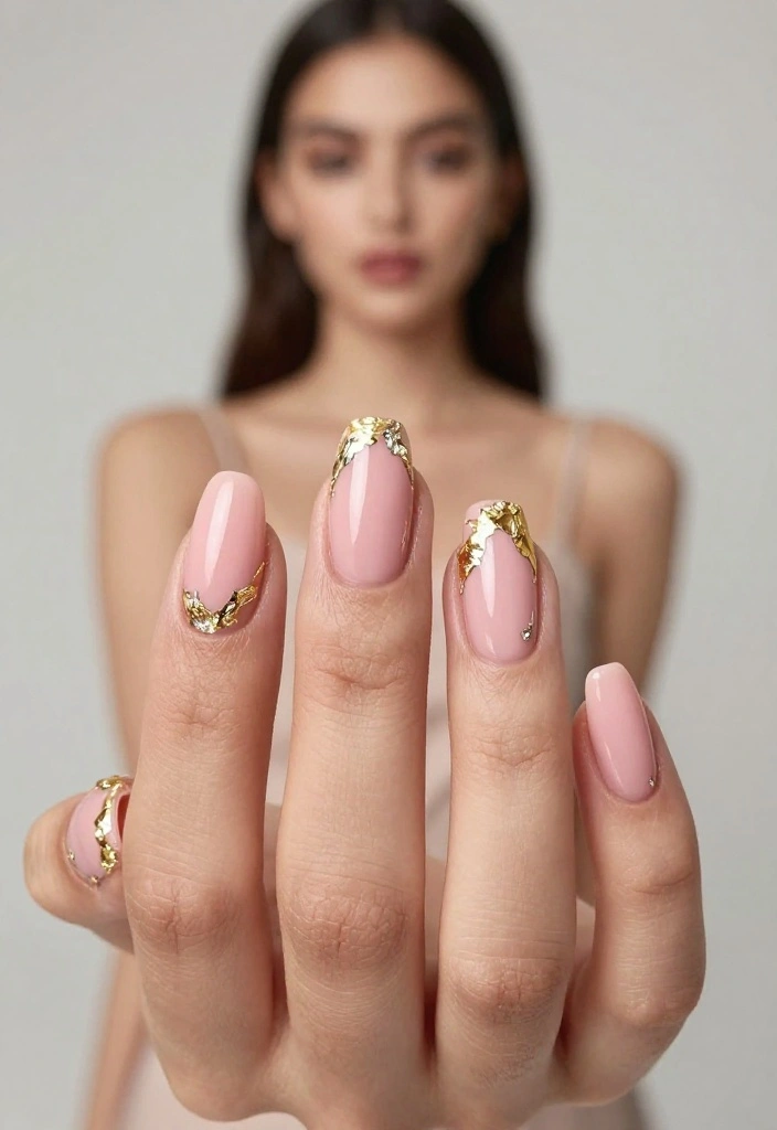 24 Trendy Pink Nail Art Ideas for Valentine’s Day That Will Make Everyone Envy You! - 21. Blush Pink Foil 1