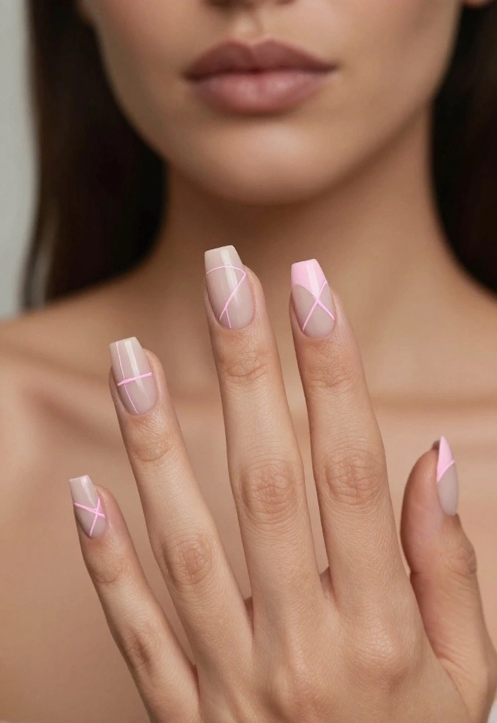 24 Trendy Pink Nail Art Ideas for Valentine’s Day That Will Make Everyone Envy You! - 5. Minimalist Pink Lines 1
