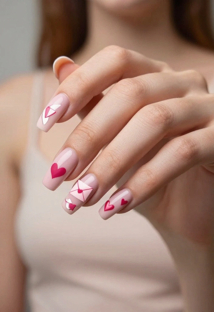 24 Trendy Pink Nail Art Ideas for Valentine’s Day That Will Make Everyone Envy You! - 6. Love Letter Nails 1