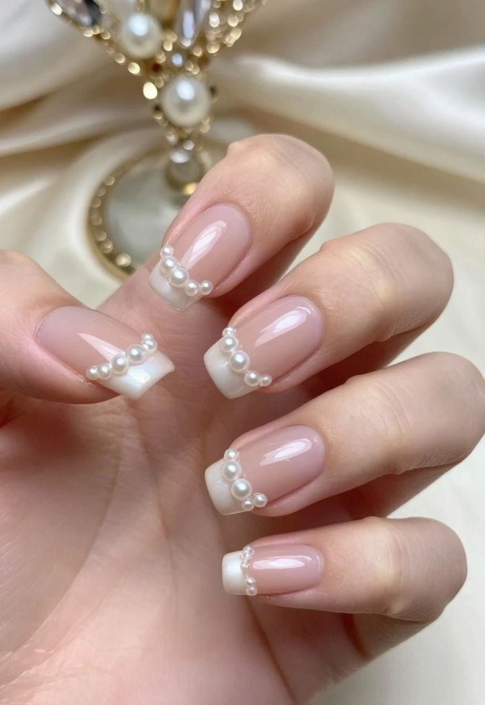 25 Trendy New Years Eve Nails That'll Inspire Your Holiday Look! - 12. Pearl Accent Nails 1