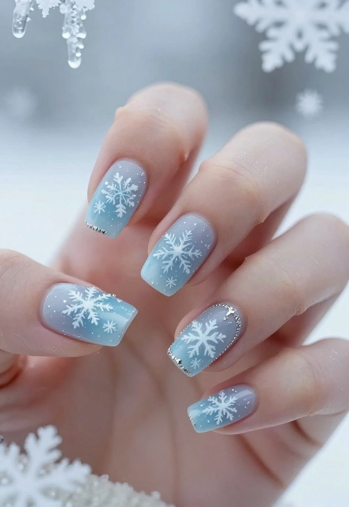 25 Trendy New Years Eve Nails That'll Inspire Your Holiday Look! - 7. Chic Winter Wonderland 1