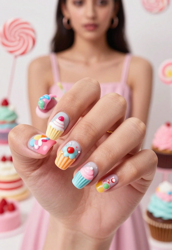 26 Cute Valentine’s Nails Ideas Perfect for Date Night! 💏 - 15. Sweet Treats Nails 1