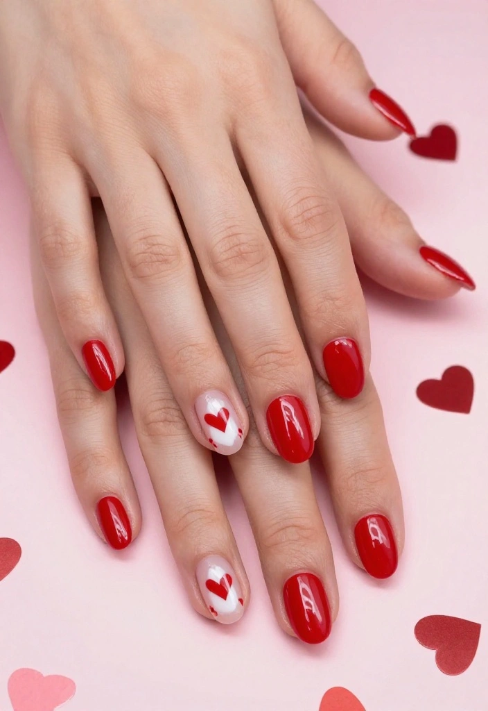 30 Creative DIY Nail Art Ideas for a Perfect Valentine’s Day Look (Tip #4 Is a Game-Changer!) - 1. Classic Red Hearts 1