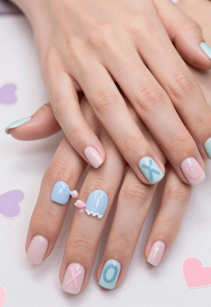 30 Creative DIY Nail Art Ideas for a Perfect Valentine’s Day Look (Tip #4 Is a Game-Changer!) - 12. XOXO Design 1