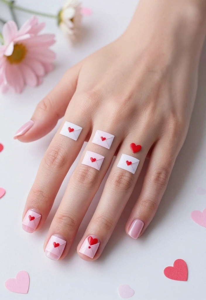 30 Creative DIY Nail Art Ideas for a Perfect Valentine’s Day Look (Tip #4 Is a Game-Changer!) - 9. Love Letter Mani 1